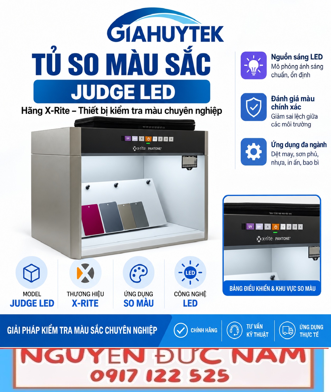 Tủ so màu sắc Judge LED X-Rite với bảng điều khiển và buồng quan sát mẫu